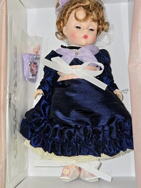 Madame Alexander Navy Satin Dress Doll with Lavender Accents